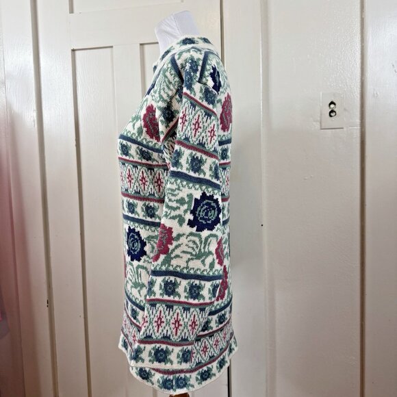 Vintage She Said Fair Isle Granny Cottage Core Mock Neck Sweater Small Coquette - Picture 4 of 7
